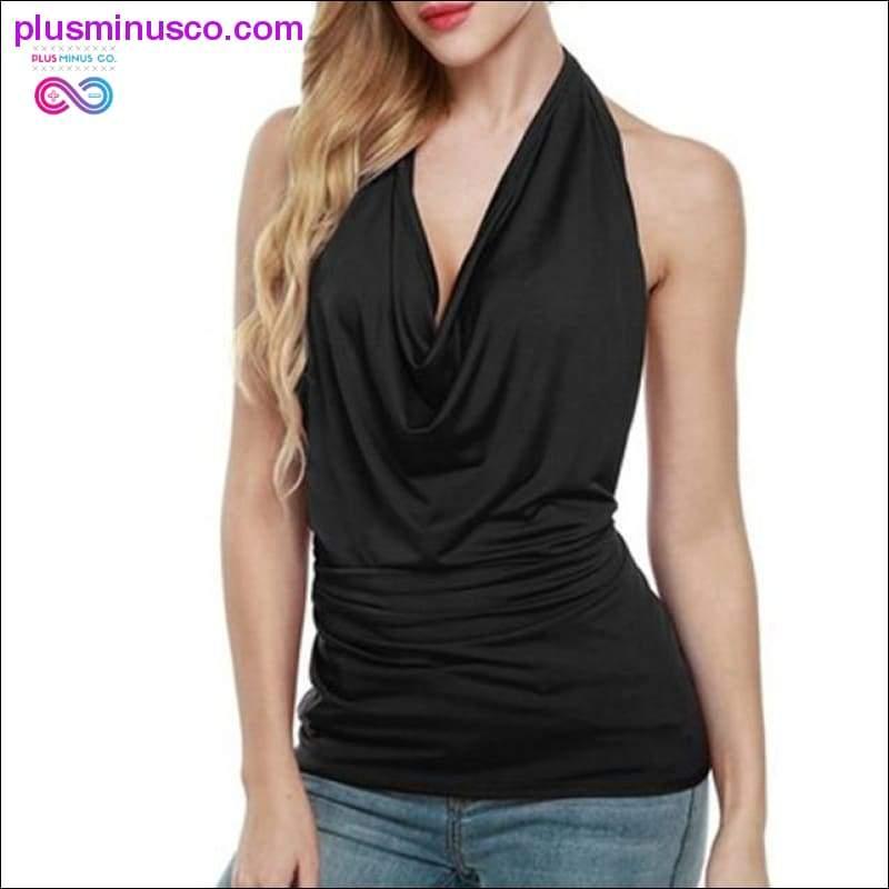 Backless Tops Sexy Sleeveless Hanging Neck T Blouse For - plusminusco.com