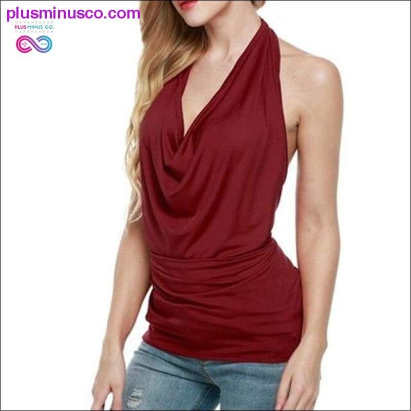 Backless Tops Sexy Sleeveless Hanging Neck T Blouse For - plusminusco.com