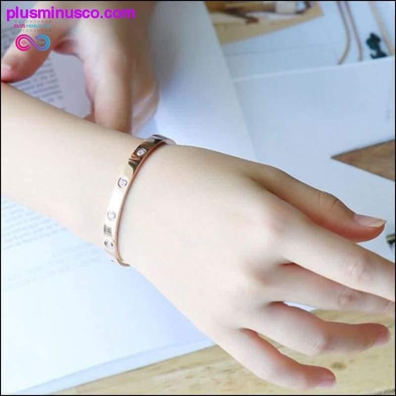 Bangles For Women Gold Rose Gold Silver Color Rhinestone - plusminusco.com