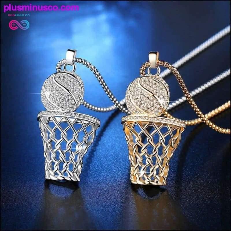Basketball og bøjle halskæde guld sølv stål kæde vedhæng - plusminusco.com