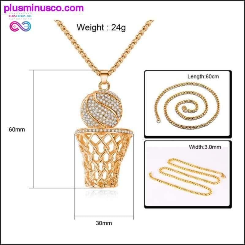Basketball- und Basketball-Halskette, Gold-Silber-Stahlkettenanhänger – plusminusco.com