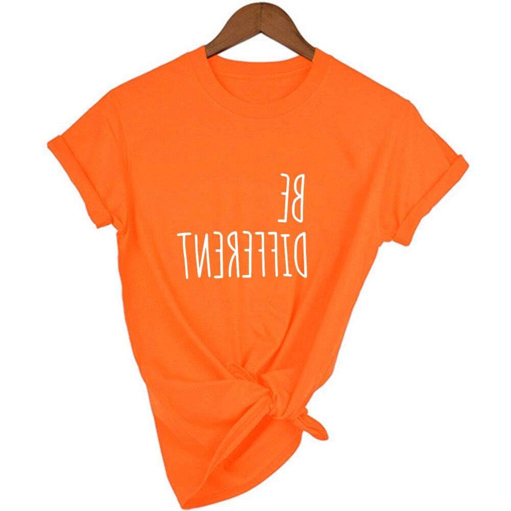 كن مختلفا بلايز مضحك إقتباس تي شيرت الصيف موضة محب شعار تيز المرأة عادية تي شيرت Camisetas الصيف إقتباس قميص - plusminusco.com