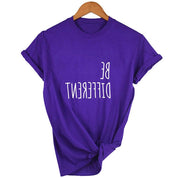 كن مختلفا بلايز مضحك إقتباس تي شيرت الصيف موضة محب شعار تيز المرأة عادية تي شيرت Camisetas الصيف إقتباس قميص - plusminusco.com