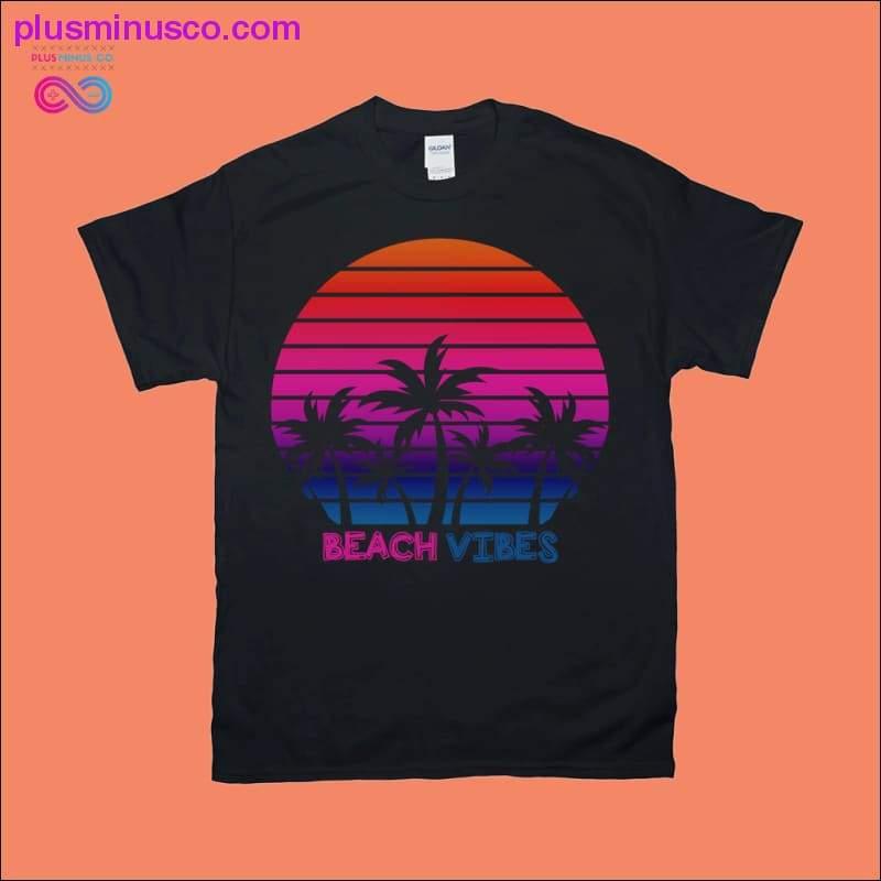 Vibrazioni da spiaggia | Palma | Magliette retrò tramonto - plusminusco.com