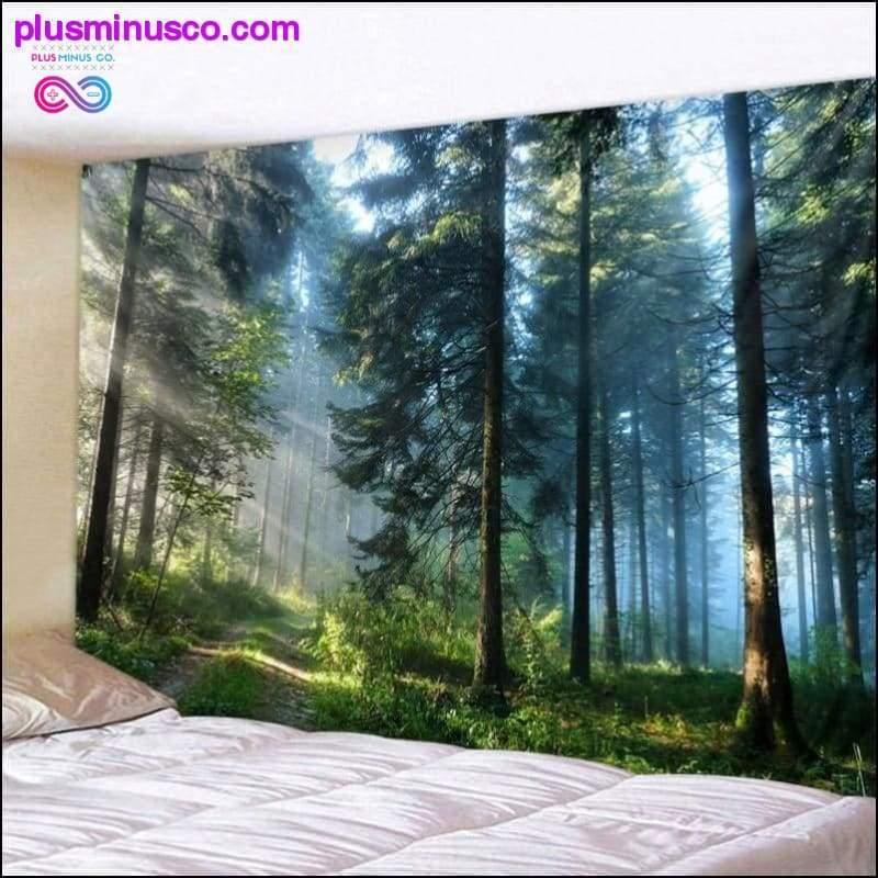 Великий настінний гобелен з принтом красивого природного лісу дешево - plusminusco.com