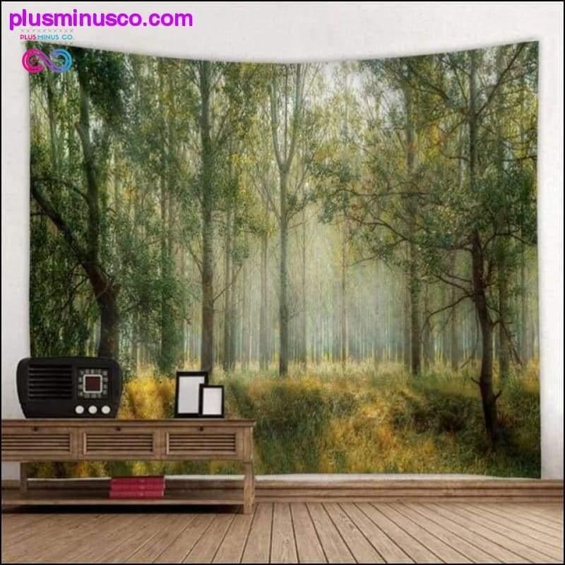 Великий настінний гобелен з принтом красивого природного лісу дешево - plusminusco.com