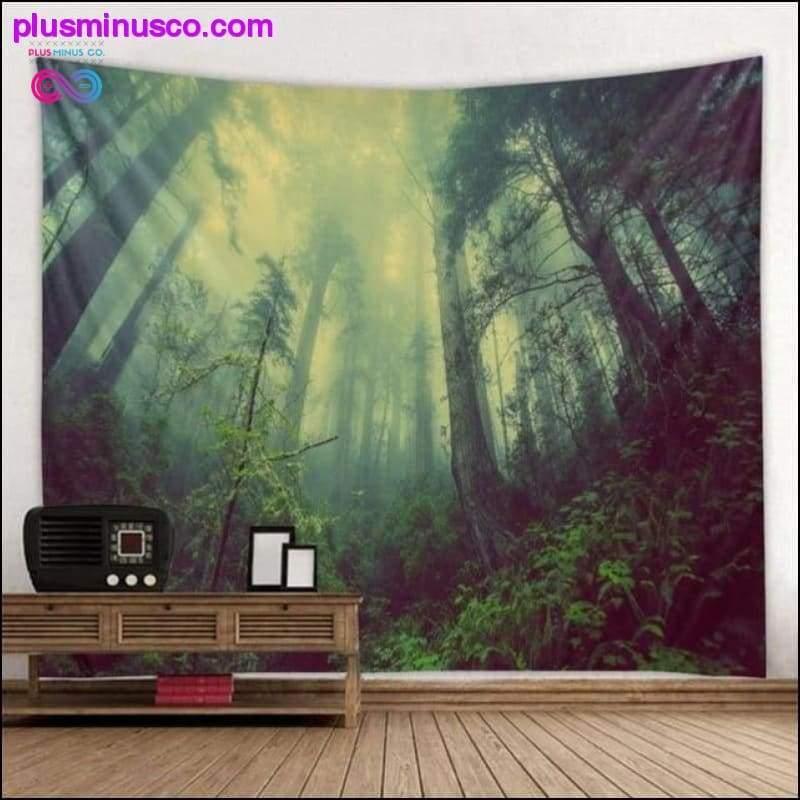 Linda tapeçaria de parede grande impressa em floresta natural barata - plusminusco.com
