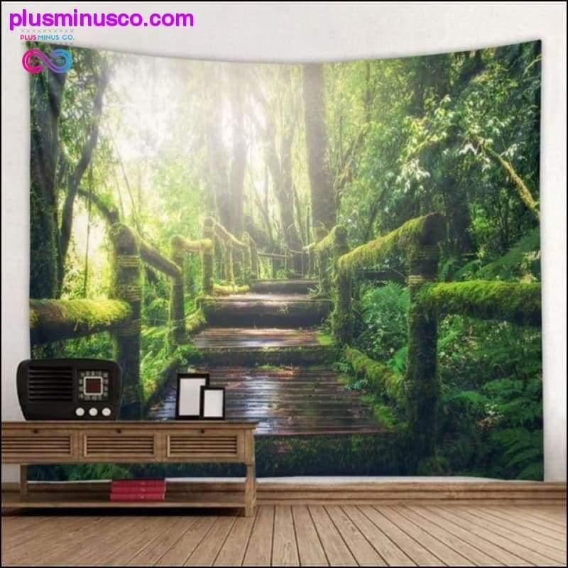 Gyönyörű természetes erdőre nyomtatott nagy fali kárpit olcsón - plusminusco.com