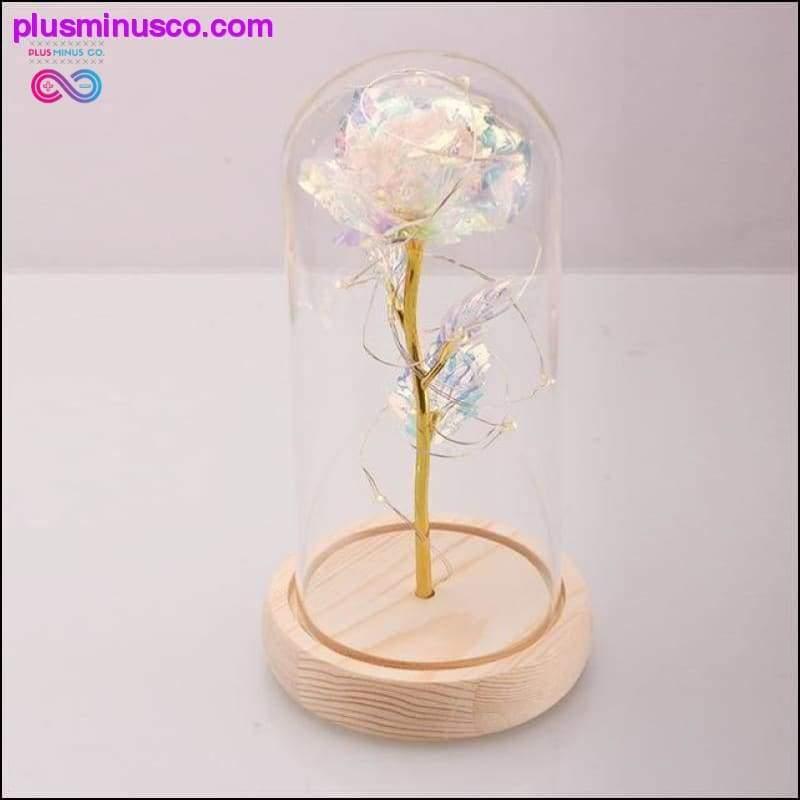 Beauty and the Beast Red Rose in a Glass Dome with LED Light - plusminusco.com