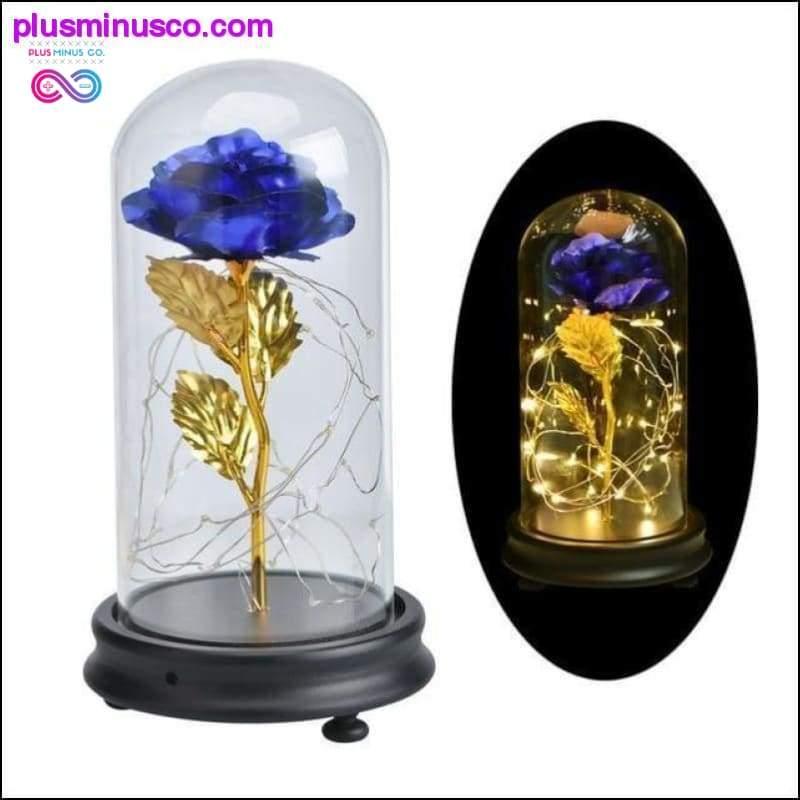 Beauty and the Beast Red Rose in a Glass Dome with LED Light - plusminusco.com