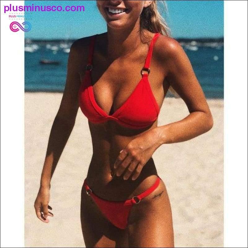 Bikini 2020 új nyári szolid bikini szett alacsony derekú fürdőruha - plusminusco.com