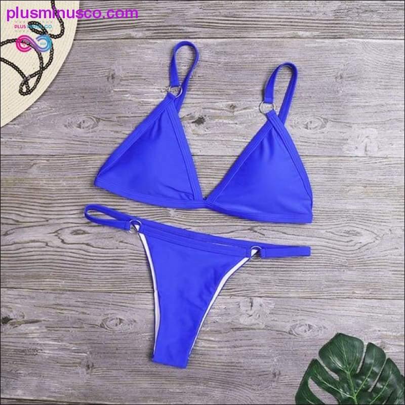 Bikini New Summer Solid Bikini Set Low Waist Swimwear - plusminusco.com