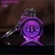 Bitcoin nøglering Lasergraveret nøglering Farverigt LED-lys - plusminusco.com