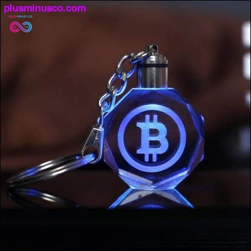 Bitcoin-Schlüsselanhänger mit Lasergravur, buntes LED-Licht – plusminusco.com