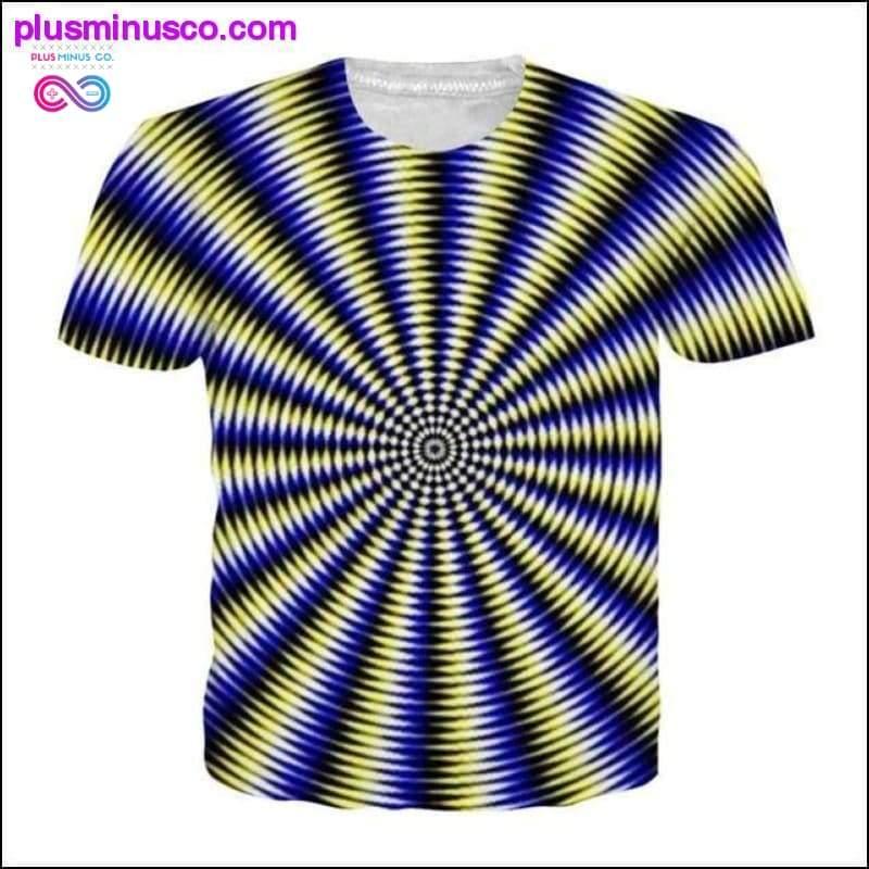 T-shirt con stampa ipnotica Vertigo in bianco e nero unisex - plusminusco.com