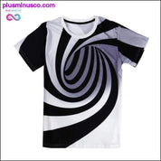 T-shirt con stampa ipnotica Vertigo in bianco e nero unisex - plusminusco.com