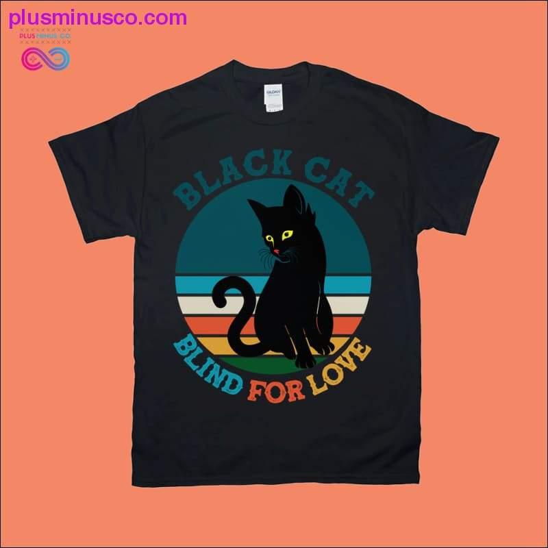 Black Cat Blind for Love | Mga Retro Sunset T-Shirt - plusminusco.com