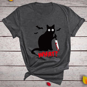 Black Cat What Tshirt Murderous Cat Knife Women Funny - plusminusco.com