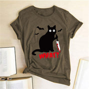 Black Cat What Tshirt Murderous Cat Knife Women Funny - plusminusco.com