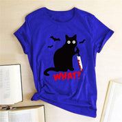 Black Cat What Tshirt Murderous Cat Knife Women Funny - plusminusco.com