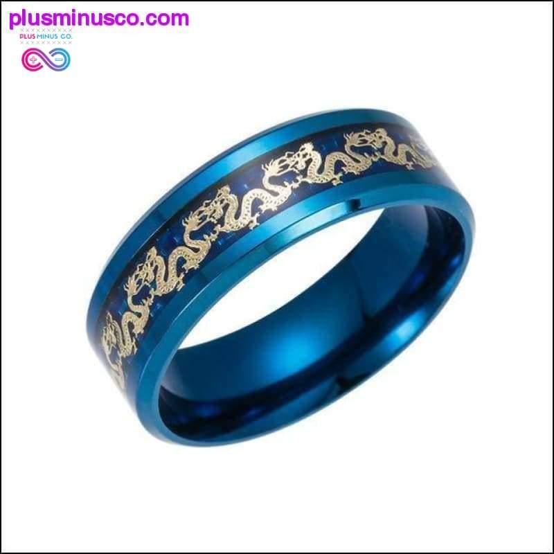 خاتم أسود من الفولاذ المقاوم للصدأ للرجال صيني تقليدي ذهبي - plusminusco.com