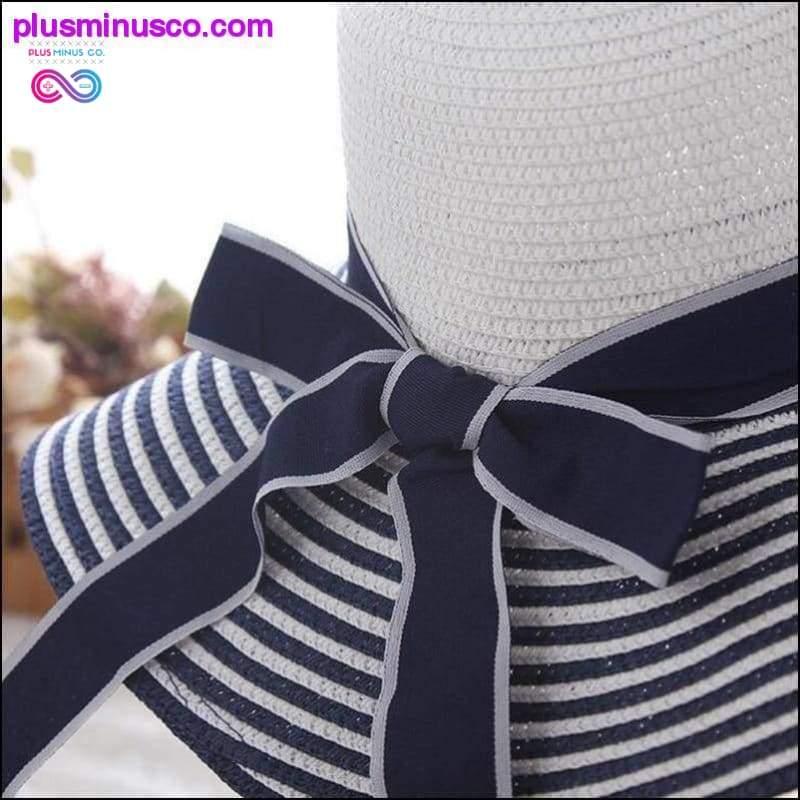Black White Striped Bowknot Summer Sun Hat Beautiful Women - plusminusco.com