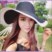 Chapeau de soleil d'été avec nœud papillon rayé noir et blanc belles femmes - plusminusco.com