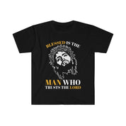 Благословенний чоловік, який довіряє Господу, м’яка футболка унісекс, бавовна, круглий виріз, DTG, чоловічий одяг, стандартного крою, футболки, жіночий одяг - plusminusco.com