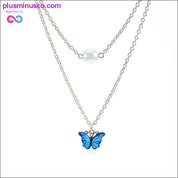 Kék pillangós függő nyaklánc nőknek Lovely Harajuku - plusminusco.com