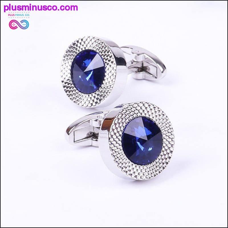 Blue Crystal Cone Cufflinks Men Classic Brand Blue Prismatic - plusminusco.com