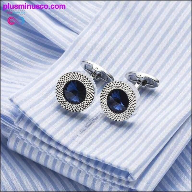 Blue Crystal Cone Cufflinks Men Classic Brand Blue Prismatic - plusminusco.com