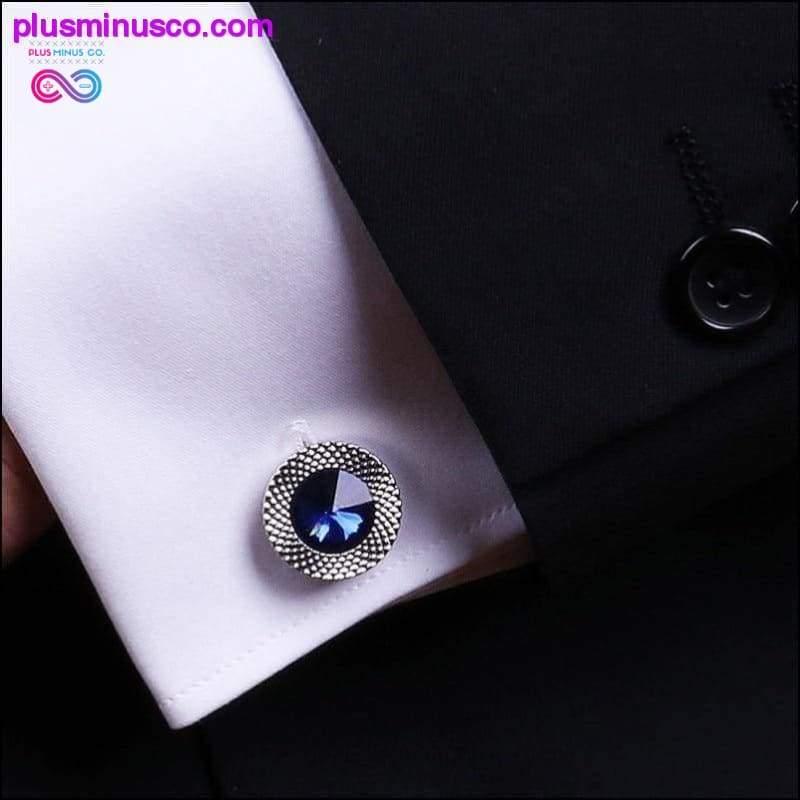 Blue Crystal Cone Cufflinks Men Classic Brand Blue Prismatic - plusminusco.com