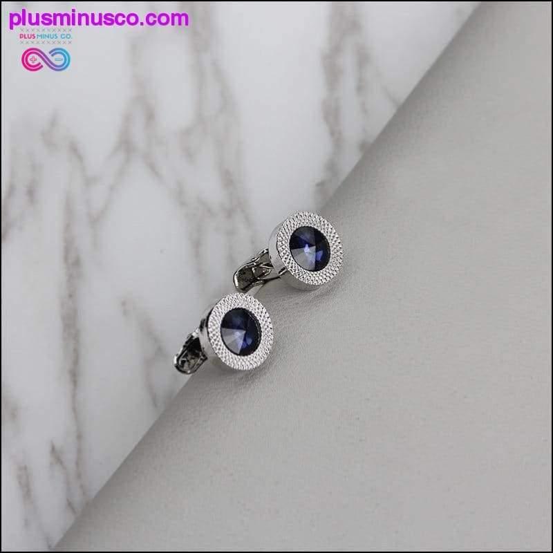 Blue Crystal Cone Cufflinks Men Classic Brand Blue Prismatic - plusminusco.com