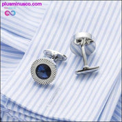 Blue Crystal Cone Cufflinks Men Classic Brand Blue Prismatic - plusminusco.com