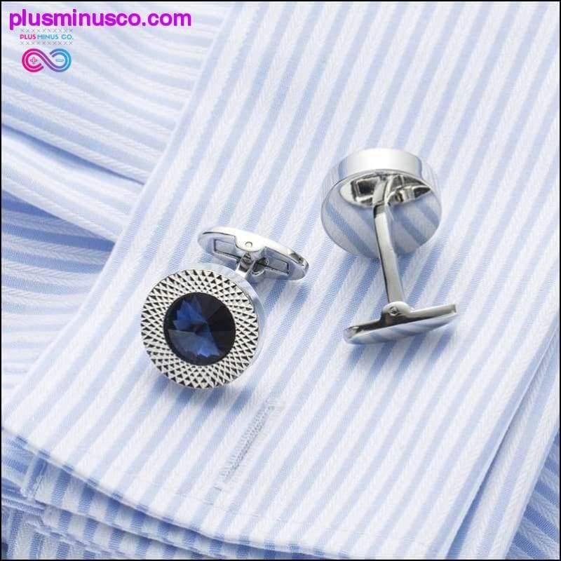 Blue Crystal Cone Cufflinks Men Classic Brand Blue Prismatic - plusminusco.com