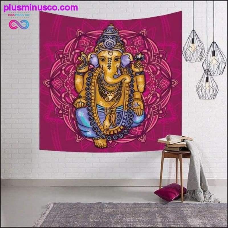 Tapiz de elefante azul Tapiz de mandala textil para el hogar de la India - plusminusco.com