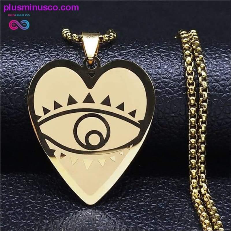 Blue Eyes Hamasa Hand Stainless Steel Statement Necklace - plusminusco.com