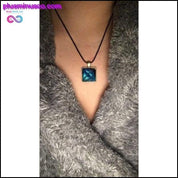 Blue Universe and Gold Pyramid Necklace + Glow In The Dark - plusminusco.com