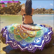 Tapiz de playa redondo con mandala bohemio/esterilla de yoga hippie - plusminusco.com