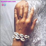 Boheemse schelpenkaart schildpad armbandenset, retro geometrisch - plusminusco.com