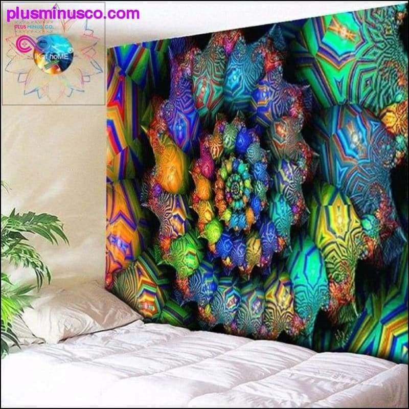 Boho stenska dekoracija Hipijevska tapiserija indijske mandale na steni - plusminusco.com