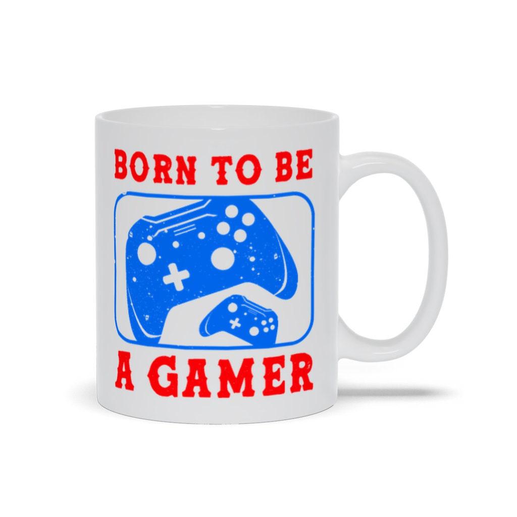 Born To Be A Gamer White Mugs,Video Game mug, Online Gamer Gift, Game Controller, Video Game Lover, Boys Teens Gaming, - plusminusco.com