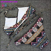 Brazilian Bikini : Women Sexy Bandage Aztec Biquini String - plusminusco.com