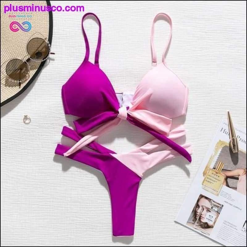 Brazilian Neon Bandage Push-Up High Cut Swimsuit - plusminusco.com