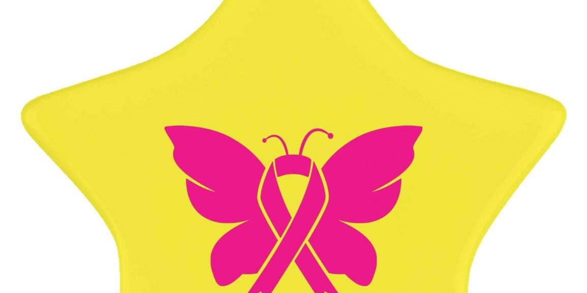 Breast Cancer Awareness Ceramic Star Ornament,In October We Wear Pink, Sublimation Design, Butterfly Breast Cancer Awareness, pink Butterfly - plusminusco.com