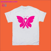 Luna de conștientizare a cancerului de sân / Tricouri cu panglică fluture - plusminusco.com