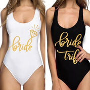 Bride Tribe Print One Piece Swimsuit For Women Bathing suit - plusminusco.com