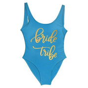 Bride Tribe Print One Piece Swimsuit For Women Bathing suit - plusminusco.com