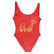 Bride Tribe Print One Piece Swimsuit For Women Bathing suit - plusminusco.com