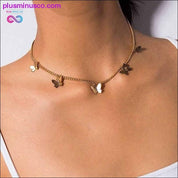 Butterfly Necklace Vintage Metallic Golden Large Chain - plusminusco.com